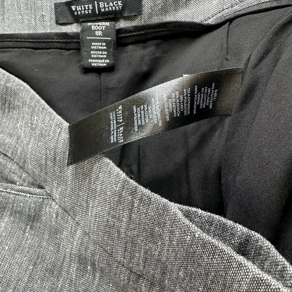 WHBM Modern Boot Dress Pants Womens 8R Tweed Lined Mid Rise Work Heathered Gray - Picture 13 of 13